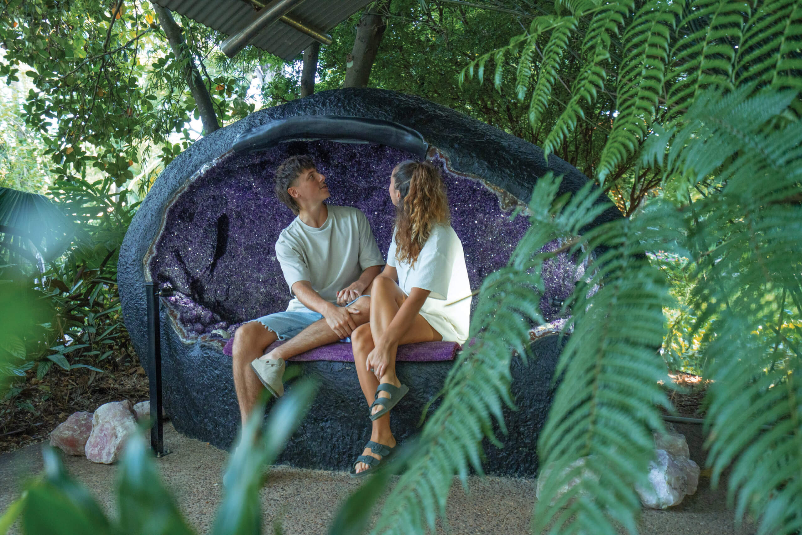 A couple in the Dragon Egg amethyst geode